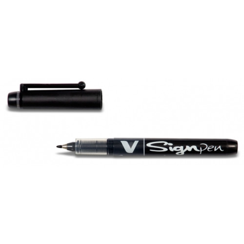 PILOT Fiberpenna, Pilot V-Sign, 0,6 mm, svart, förpackning om 12 s...