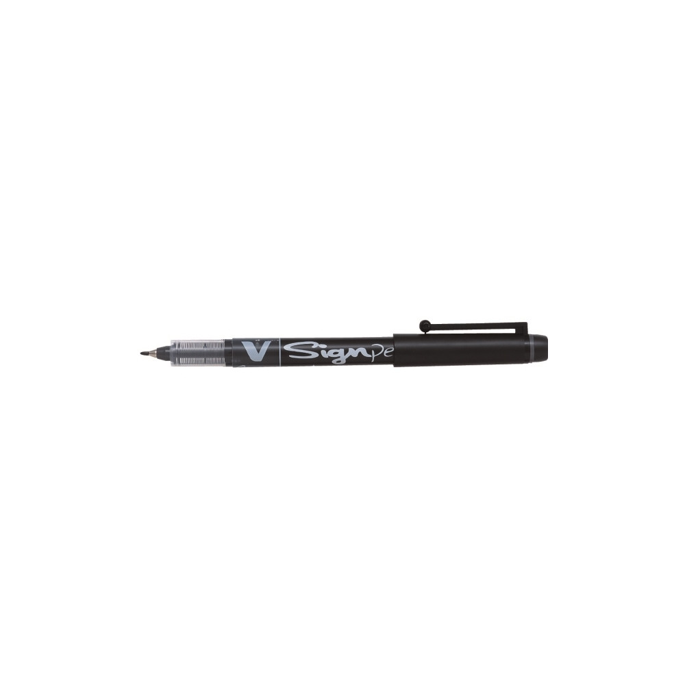 Produktbild för Fiberpenna, Pilot V-Sign, 0,6 mm, svart, förpackning om 12 s...