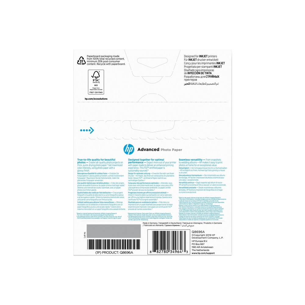Produktbild för HP Advanced Glossy Photo Paper - fotopapper - blank - 25 ark - 130 x 180 mm
