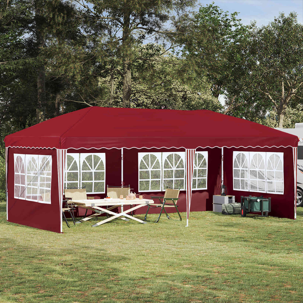 Produktbild för Pop-up Partytält 575 x 289 x 245 cm Vinröd