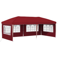 Produktbild för Pop-up Partytält 575 x 289 x 245 cm Vinröd