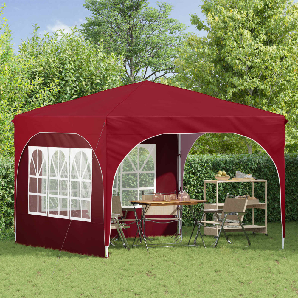 Produktbild för Pop-up Partytält 290 x 290 x 245 cm Vinröd