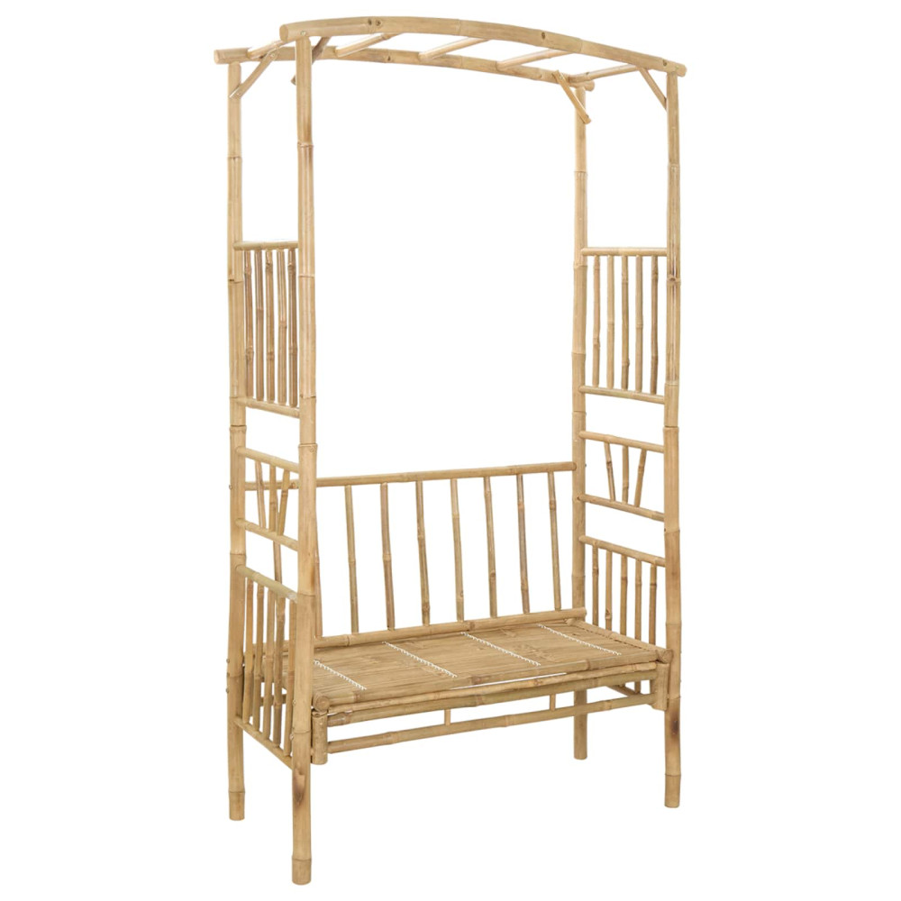 Produktbild för Trädgårdsbåge med bänk Naturfärg 115 x 50 x 205 cm Bambus
