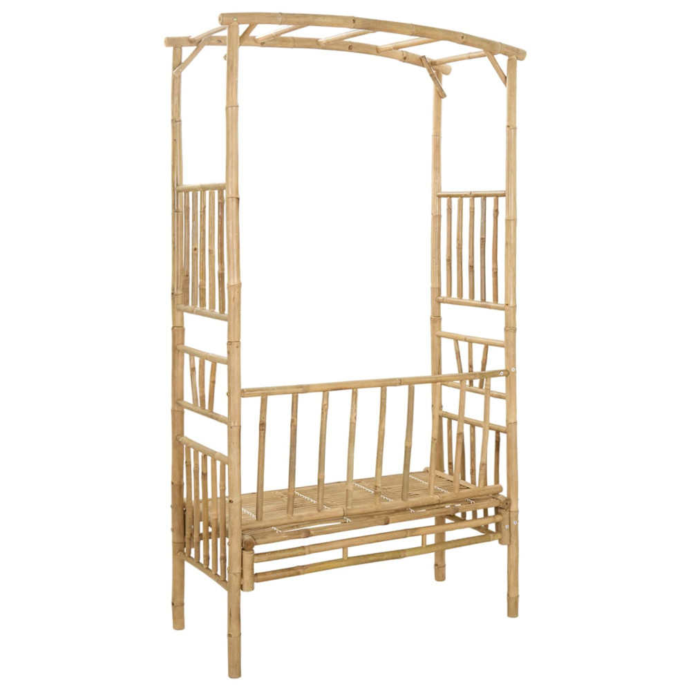 Produktbild för Trädgårdsbåge med bänk Naturfärg 115 x 50 x 205 cm Bambus