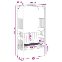 Produktbild för Trädgårdsbåge med bänk Naturfärg 115 x 50 x 205 cm Bambus