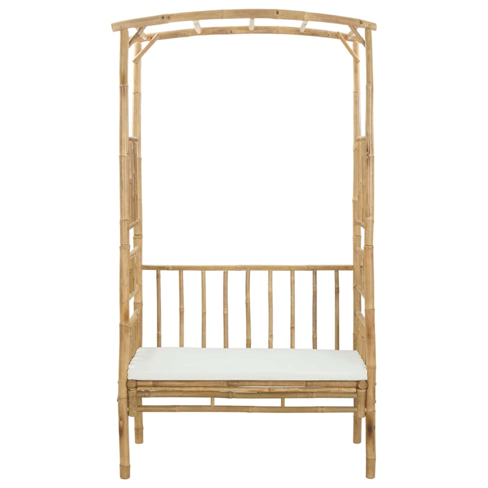 Produktbild för Trädgårdsbåge med bänk Gräddvit 115 x 50 x 205 cm Bambus
