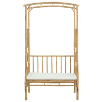 Produktbild för Trädgårdsbåge med bänk Gräddvit 115 x 50 x 205 cm Bambus