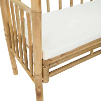 Produktbild för Trädgårdsbåge med bänk Gräddvit 115 x 50 x 205 cm Bambus
