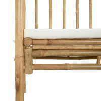 Produktbild för Trädgårdsbåge med bänk Gräddvit 115 x 50 x 205 cm Bambus