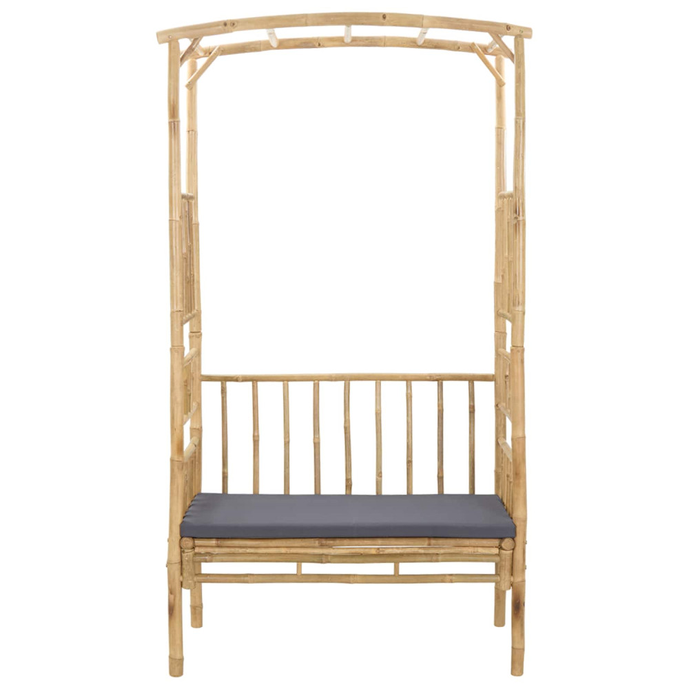 Produktbild för Trädgårdsbåge med bänk Mörkgrå 115 x 50 x 205 cm Bambus