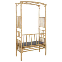 Produktbild för Trädgårdsbåge med bänk Mörkgrå 115 x 50 x 205 cm Bambus