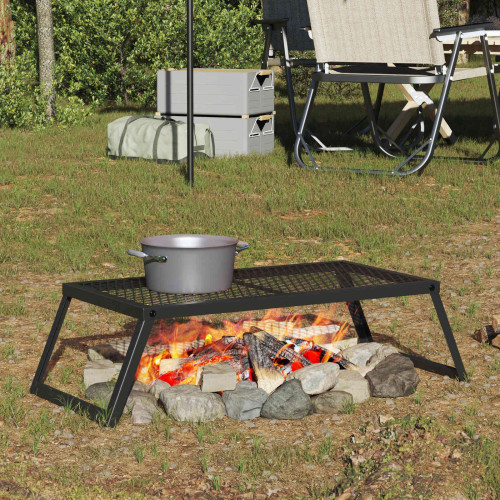 vidaXL Vikbar Campinggrill Svart 58 x 31 x 2 cm Legerat stål