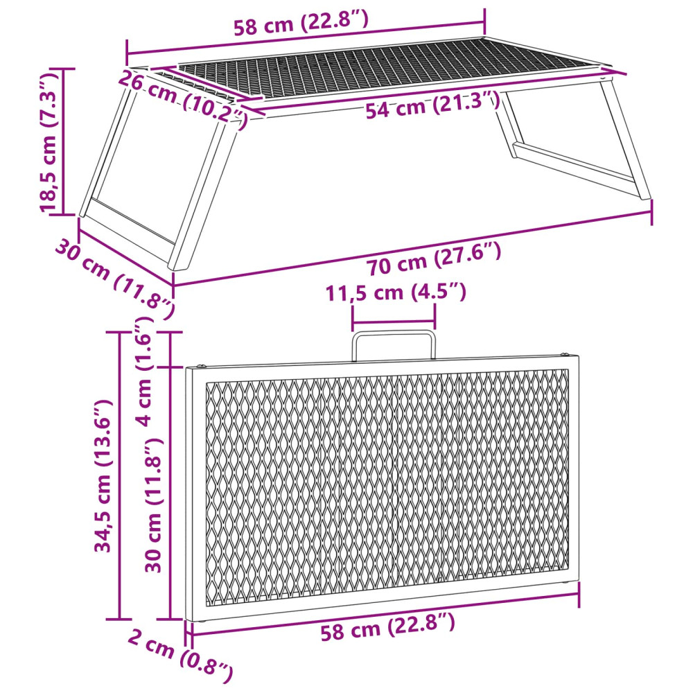 Produktbild för Vikbar Campinggrill Svart 58 x 31 x 2 cm Legerat stål