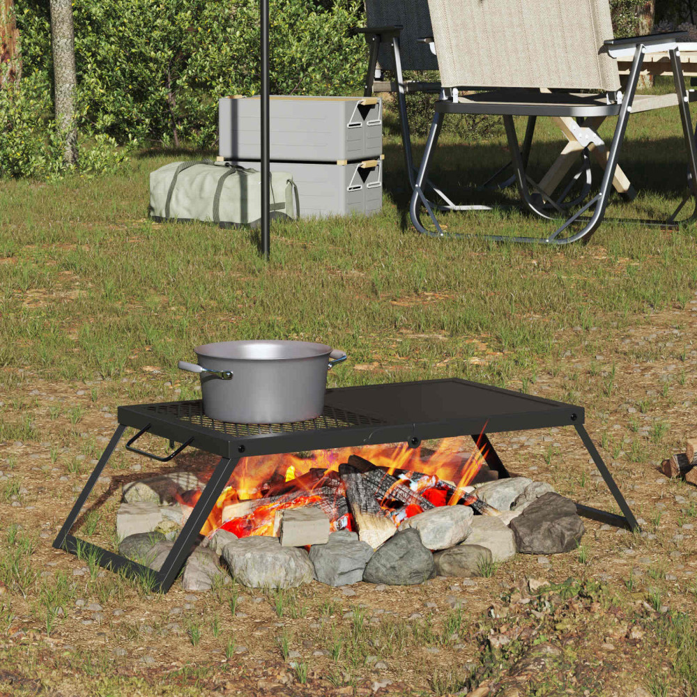Produktbild för Vikbar Campinggrill Svart 31,5 x 26,5 x 4 cm Legerat stål