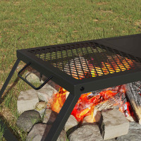 Produktbild för Vikbar Campinggrill Svart 31,5 x 26,5 x 4 cm Legerat stål