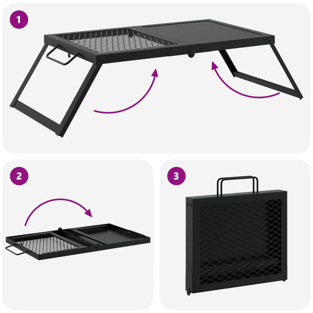 Produktbild för Vikbar Campinggrill Svart 31,5 x 26,5 x 4 cm Legerat stål