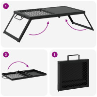 Produktbild för Vikbar Campinggrill Svart 31,5 x 26,5 x 4 cm Legerat stål
