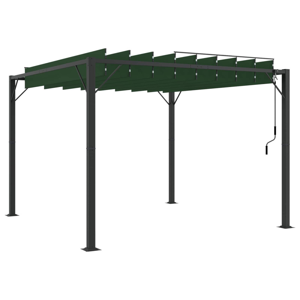 Produktbild för Gazebo med louvred tak 3 x 3 x 2,14 m Grön Duk och Aluminium