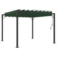 Produktbild för Gazebo med louvred tak 3 x 3 x 2,14 m Grön Duk och Aluminium