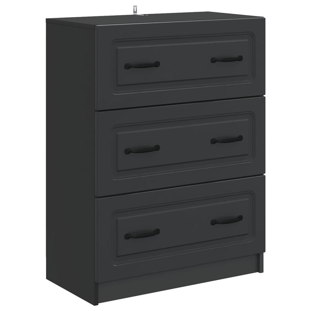 Produktbild för Lådans skåp Svart 66 x 34,5 x 87 cm Konstruerat trä