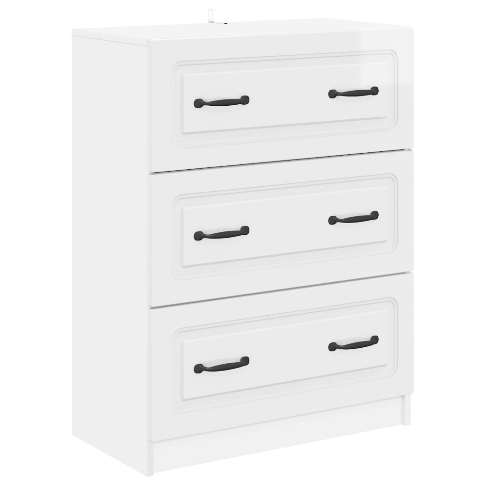Produktbild för Lådans skåp Vit högglans 66 x 34,5 x 87 cm Konstruerat trä