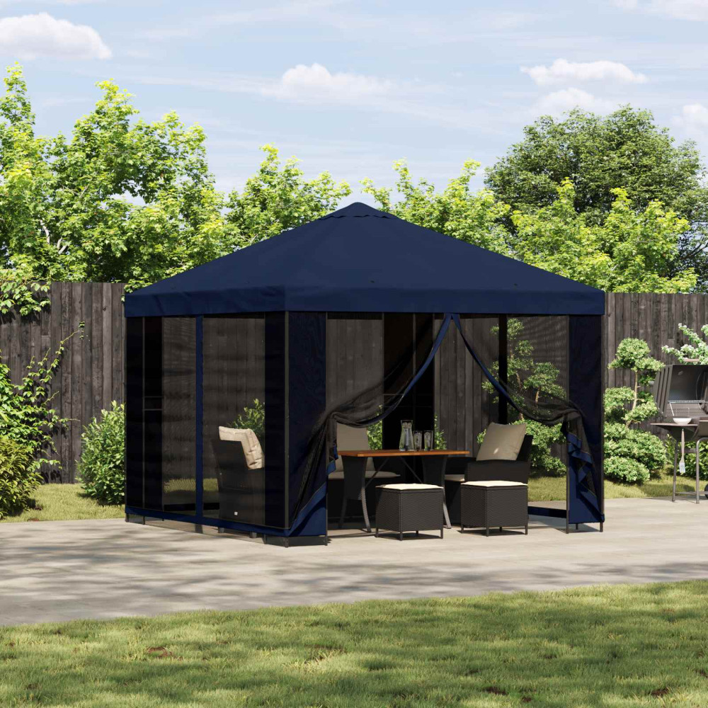 Produktbild för Paviljong 3 x 3 m Blå Polyester och Stål 190 gsm