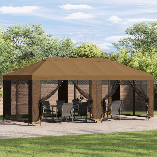 vidaXL Gazebo-tak med sidoväggar Beige 600,5 x 300,5 cm Polyester