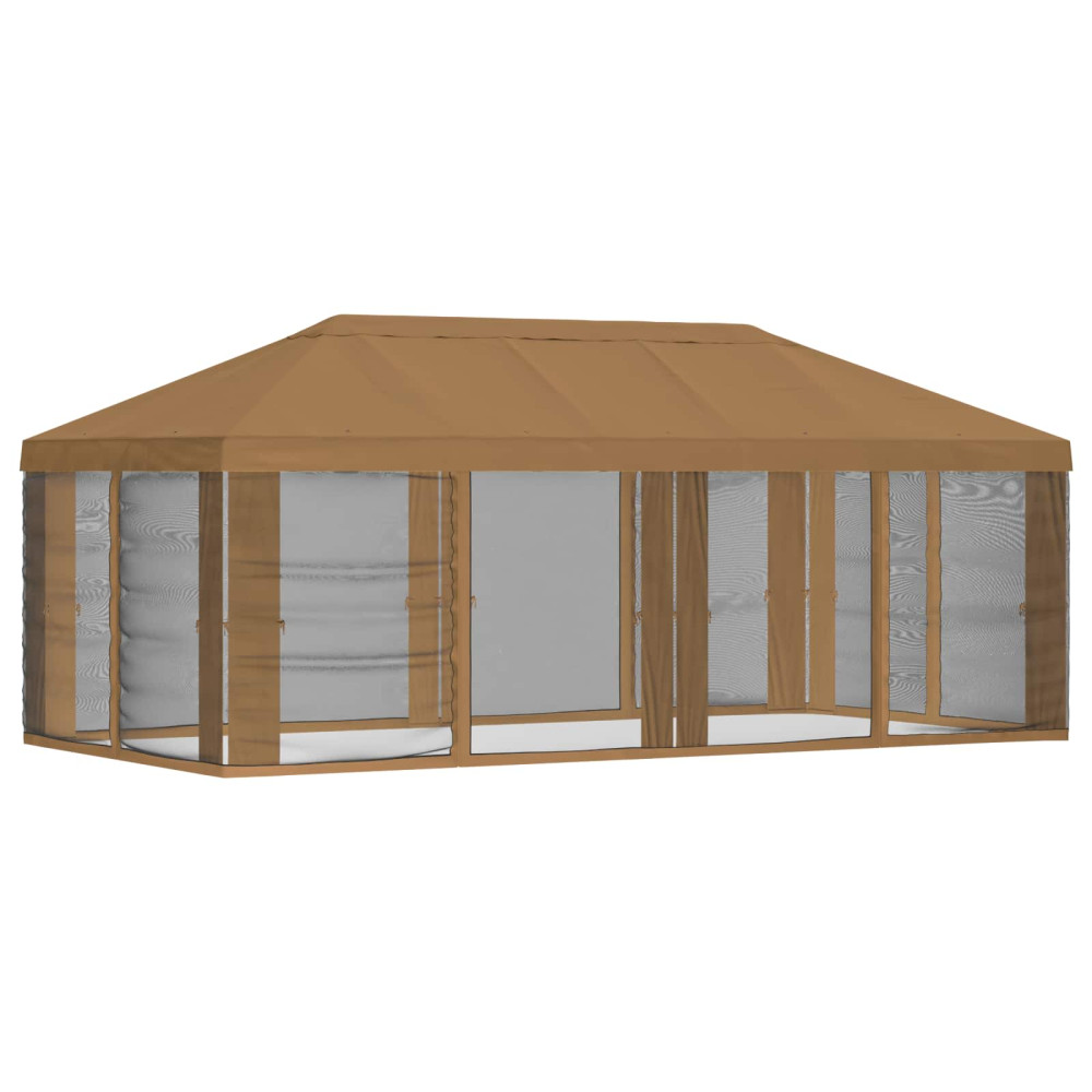 Produktbild för Gazebo-tak med sidoväggar Beige 600,5 x 300,5 cm Polyester