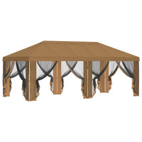 Produktbild för Gazebo-tak med sidoväggar Beige 600,5 x 300,5 cm Polyester