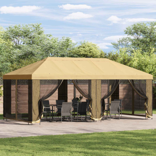 vidaXL Gazebo-tak med sidoväggar Gräddvit 600,5 x 300,5 cm Polyester
