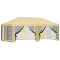 Produktbild för Gazebo-tak med sidoväggar Gräddvit 600,5 x 300,5 cm Polyester
