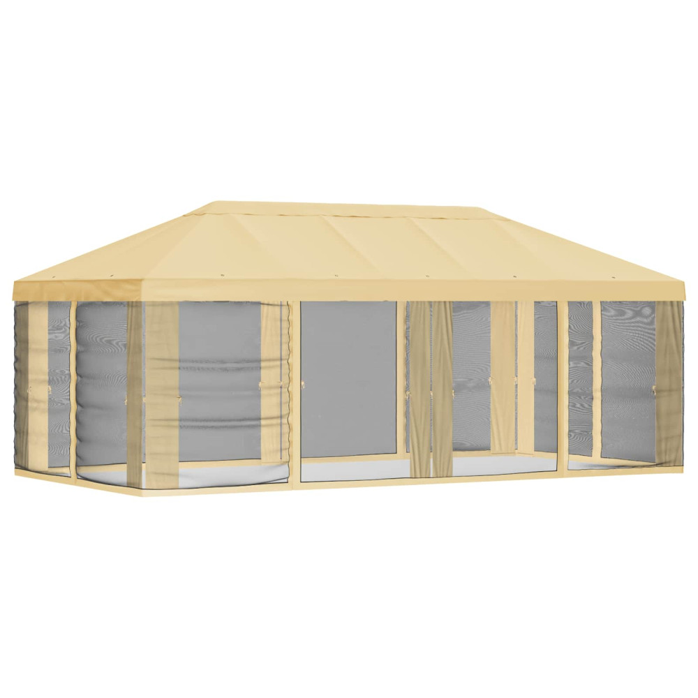 Produktbild för Gazebo-tak med sidoväggar Gräddvit 600,5 x 300,5 cm Polyester