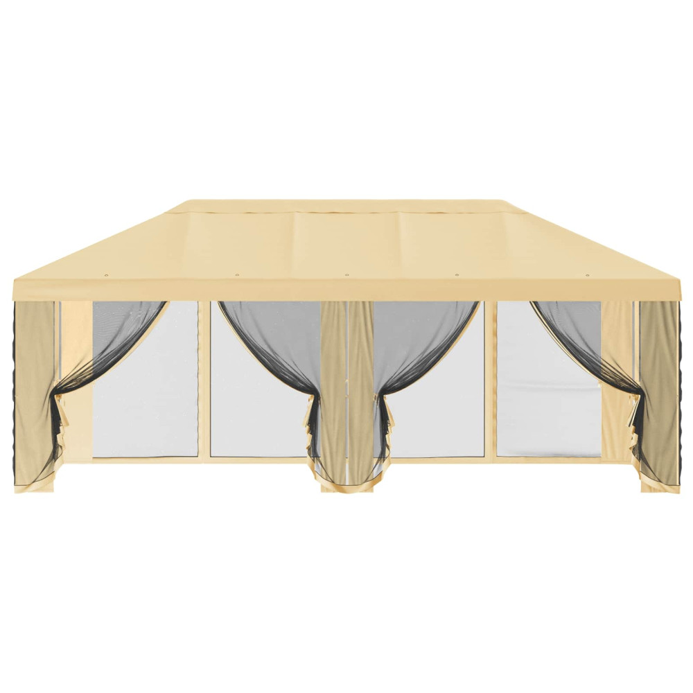 Produktbild för Gazebo-tak med sidoväggar Gräddvit 600,5 x 300,5 cm Polyester
