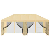 Produktbild för Gazebo-tak med sidoväggar Gräddvit 600,5 x 300,5 cm Polyester