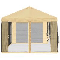 Produktbild för Gazebo-tak med sidoväggar Gräddvit 600,5 x 300,5 cm Polyester