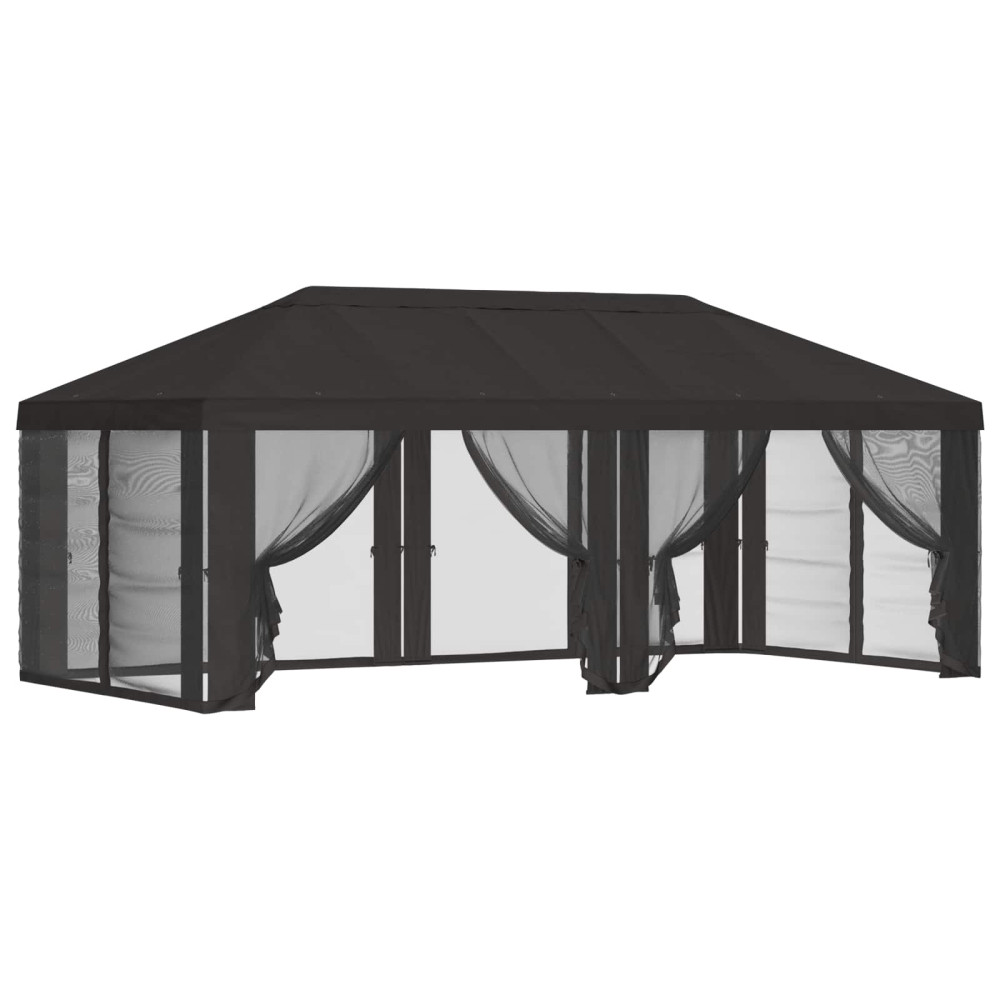 Produktbild för Gazebo-tak med sidoväggar Antracit 600,5 x 300,5 cm Polyester