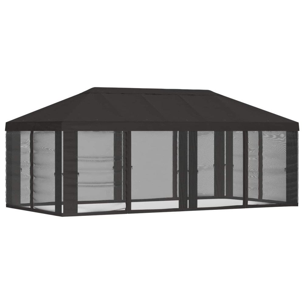 Produktbild för Gazebo-tak med sidoväggar Antracit 600,5 x 300,5 cm Polyester