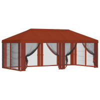 Produktbild för Gazebo-tak med sidoväggar Terracotta 600,5 x 300,5 cm Polyester