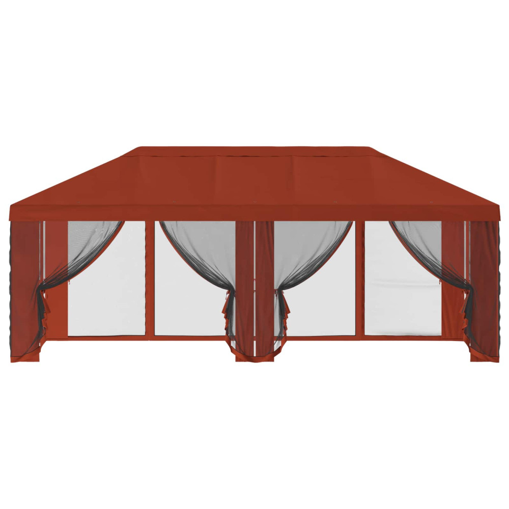 Produktbild för Gazebo-tak med sidoväggar Terracotta 600,5 x 300,5 cm Polyester