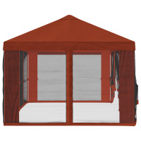 Produktbild för Gazebo-tak med sidoväggar Terracotta 600,5 x 300,5 cm Polyester