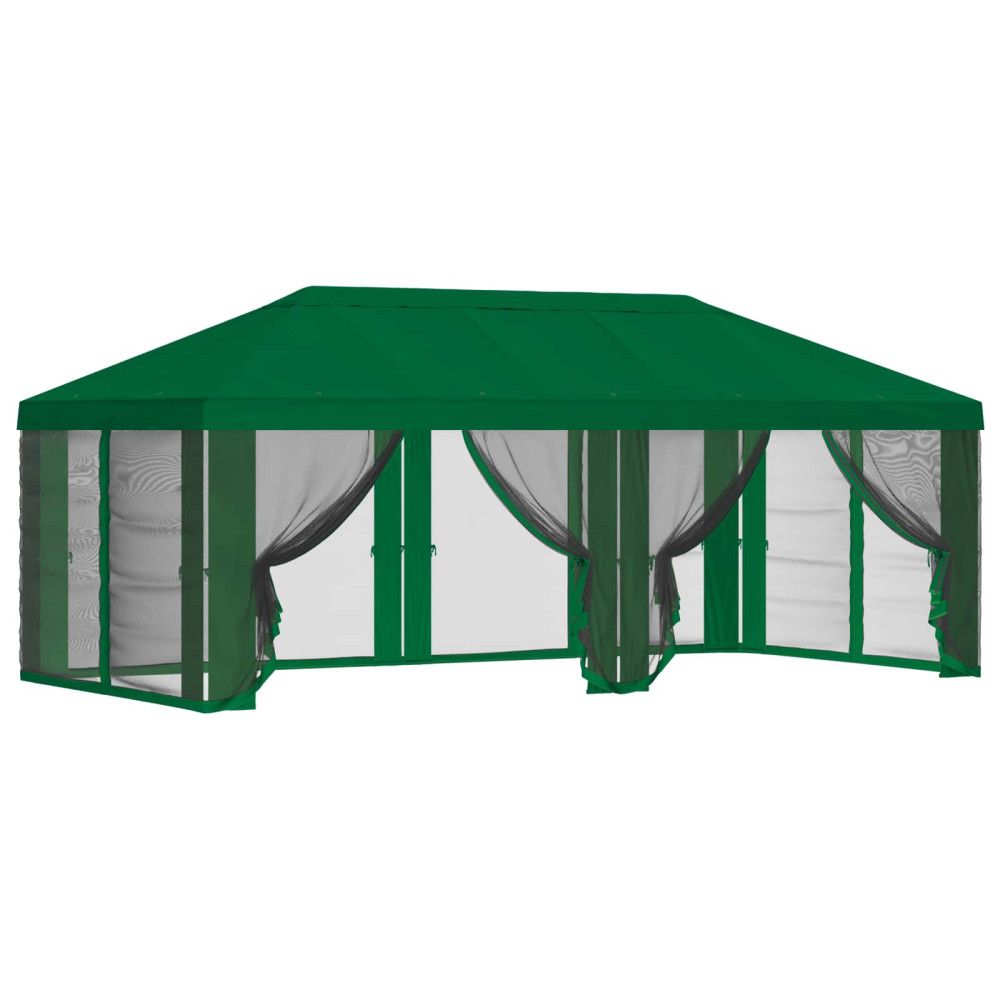 Produktbild för Gazebo-tak med sidoväggar Grön 600,5 x 300,5 cm Polyester