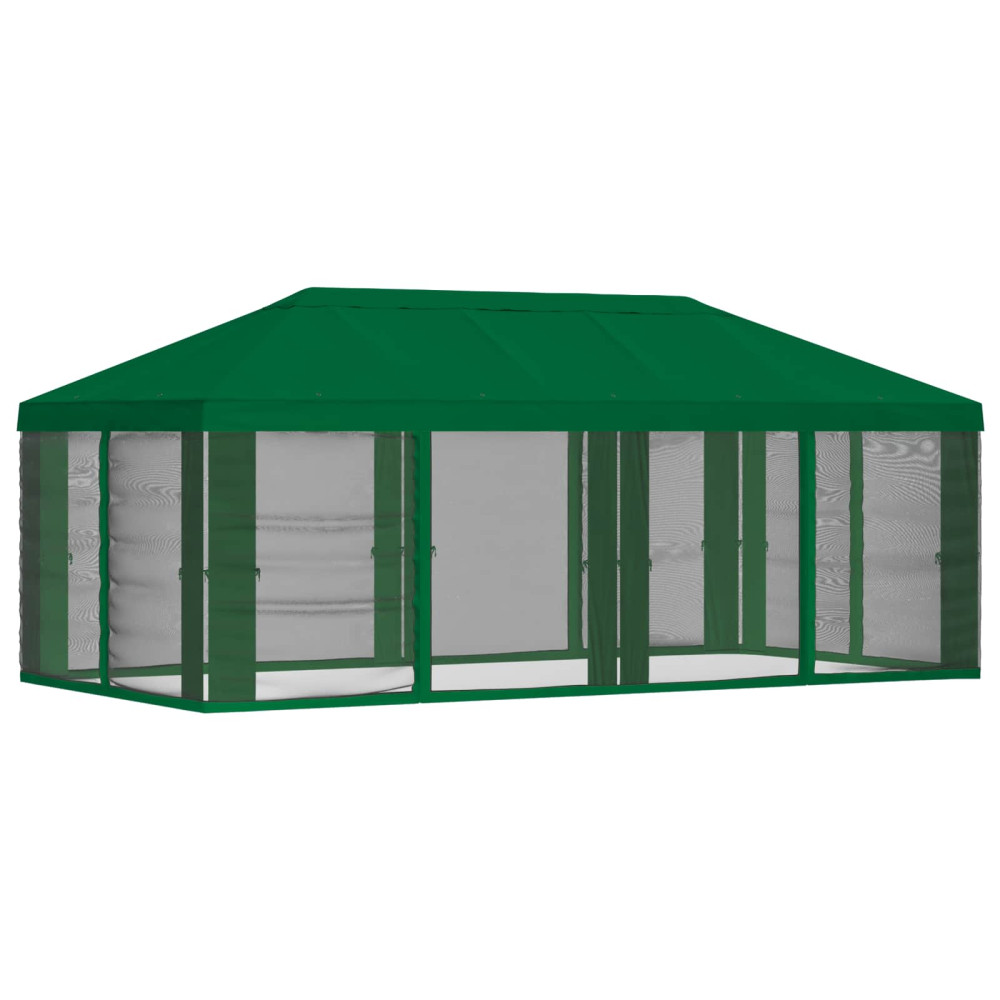 Produktbild för Gazebo-tak med sidoväggar Grön 600,5 x 300,5 cm Polyester