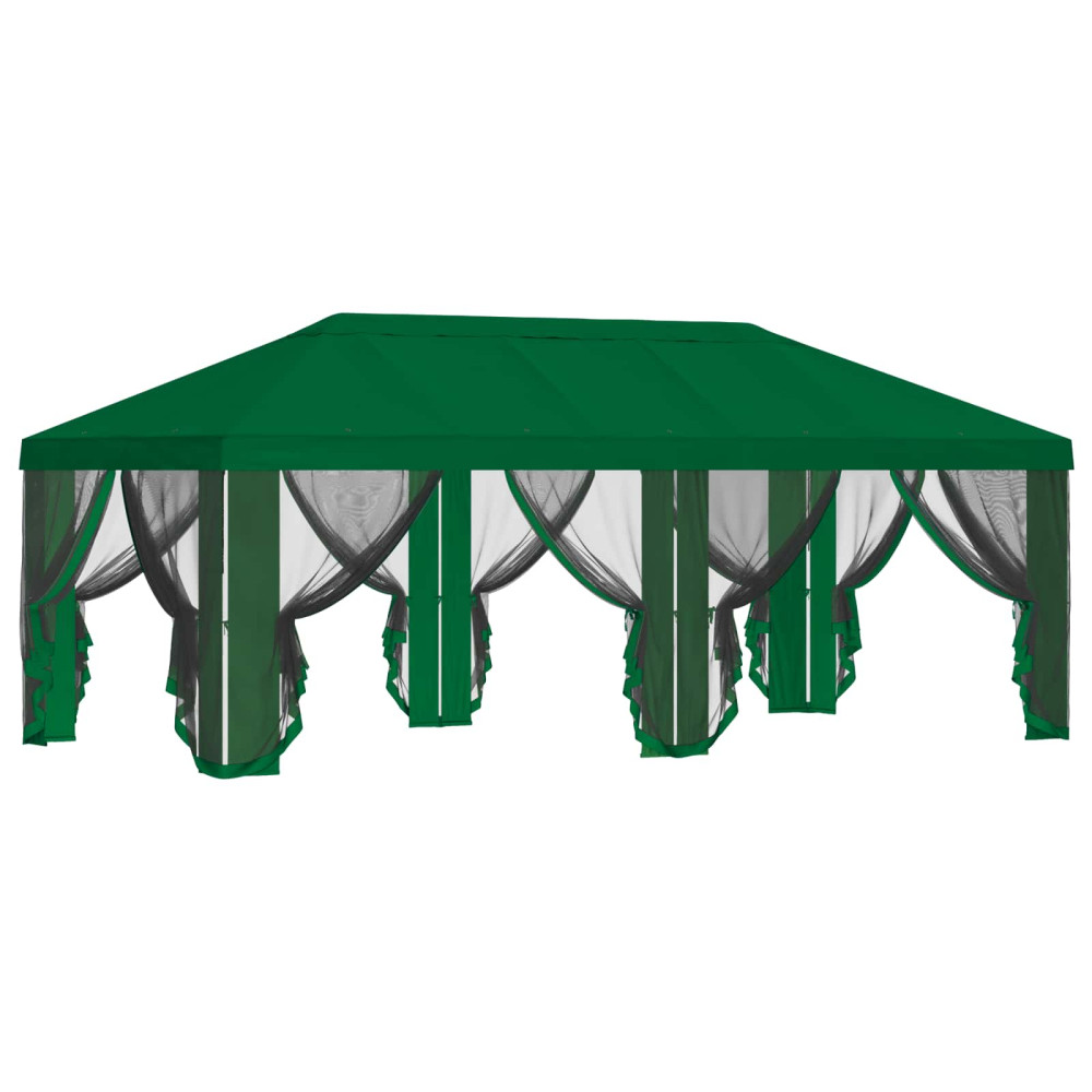 Produktbild för Gazebo-tak med sidoväggar Grön 600,5 x 300,5 cm Polyester