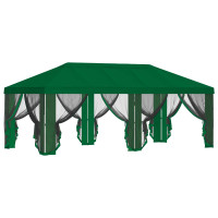 Produktbild för Gazebo-tak med sidoväggar Grön 600,5 x 300,5 cm Polyester