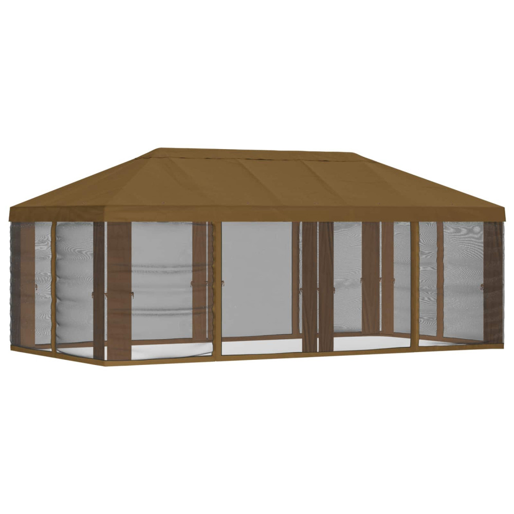 Produktbild för Gazebo-tak med sidoväggar Taupe 600,5 x 300,5 cm Polyester