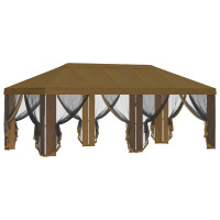 Produktbild för Gazebo-tak med sidoväggar Taupe 600,5 x 300,5 cm Polyester