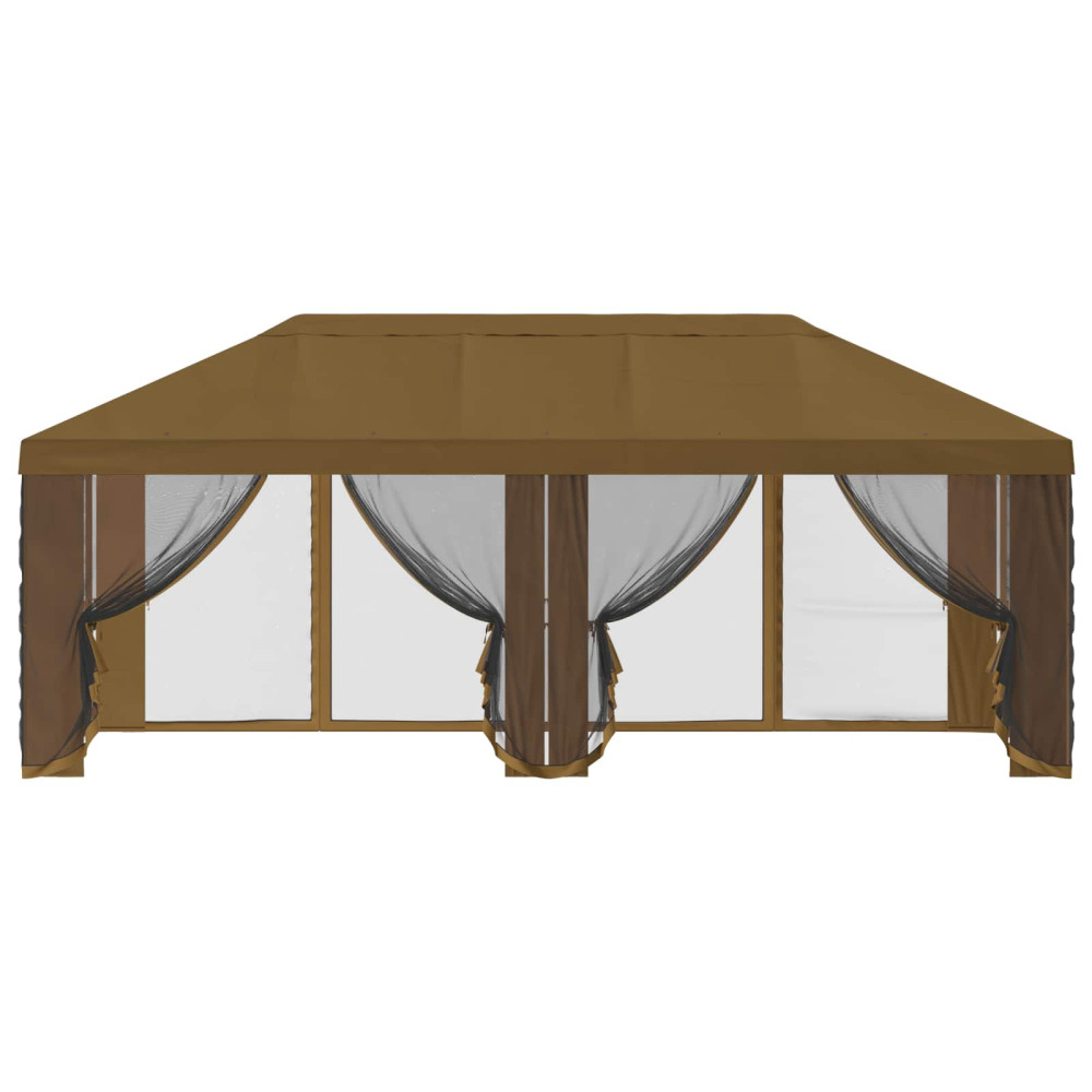 Produktbild för Gazebo-tak med sidoväggar Taupe 600,5 x 300,5 cm Polyester