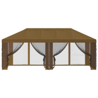 Produktbild för Gazebo-tak med sidoväggar Taupe 600,5 x 300,5 cm Polyester