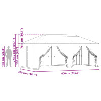 Produktbild för Gazebo-tak med sidoväggar Taupe 600,5 x 300,5 cm Polyester
