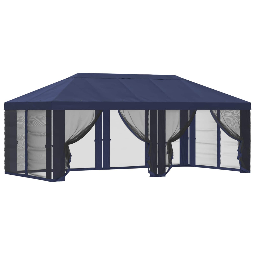 Produktbild för Gazebo-tak med sidoväggar Blå 600,5 x 300,5 cm Polyester